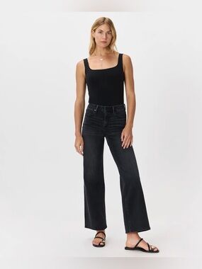Quince Bella Stretch Wide Leg Jeans, Faded Black, 28